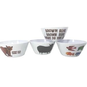 ERIC CARLE BROWN BEAR BOWLS Cereal Soup MELAMINE SET OF 4 Child Kid Baby Gift